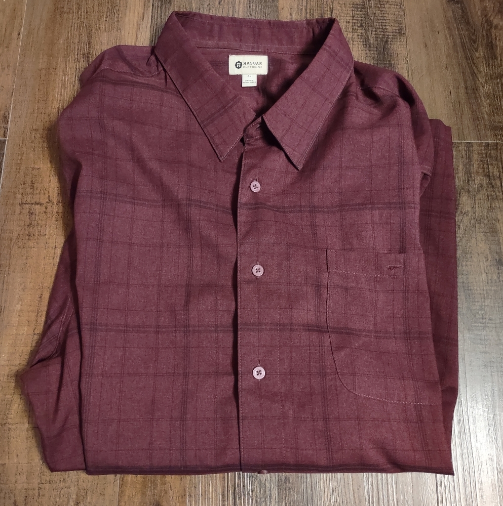 Haggar Men's Striped Burgundy Shirt